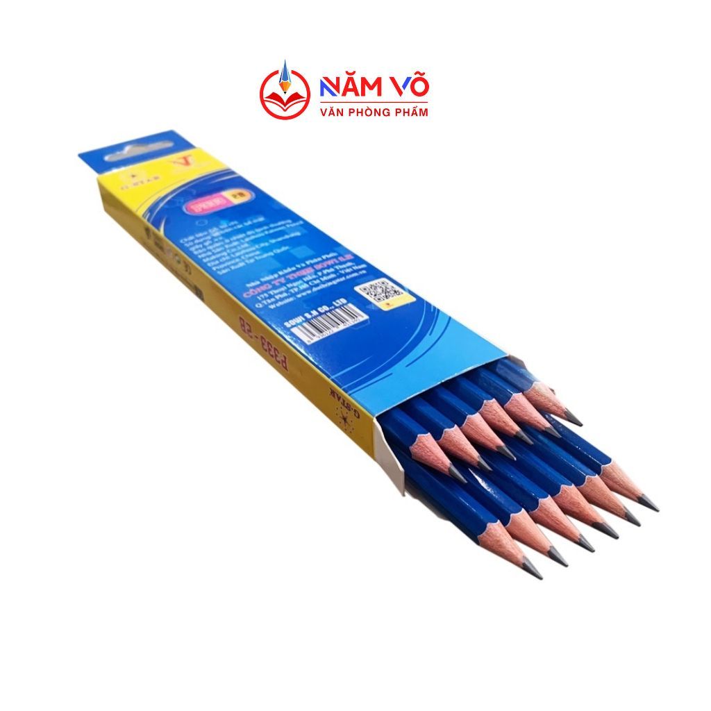 Hộp 12 Cây Bút Viết Chì Đen 2B Thân Gỗ Màu Xanh, Không Gôm G-Star/ GStar P333/P-333 Chính Hãng