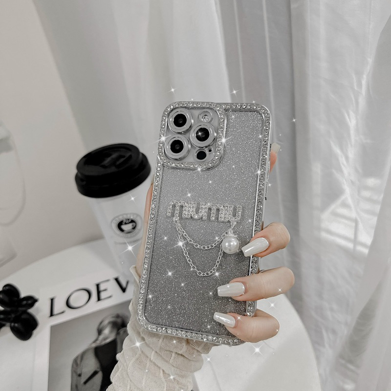 Ốp Iphone Viền Đá Miu Xích Cho 14Promax 13 12 11promax