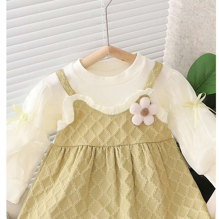 Váy đầm bé gái, váy tay bồng họa tiết vân nổi dễ thương  Nami kids