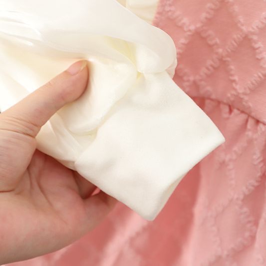 Váy đầm bé gái, váy tay bồng họa tiết vân nổi dễ thương  Nami kids