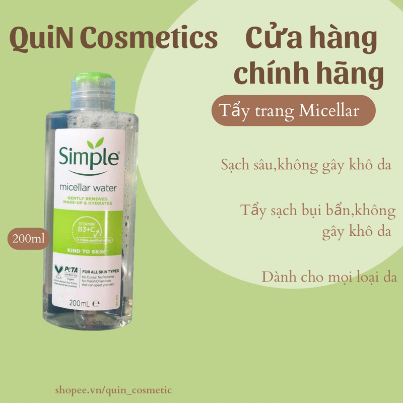 Tẩy trang Simple 200ml