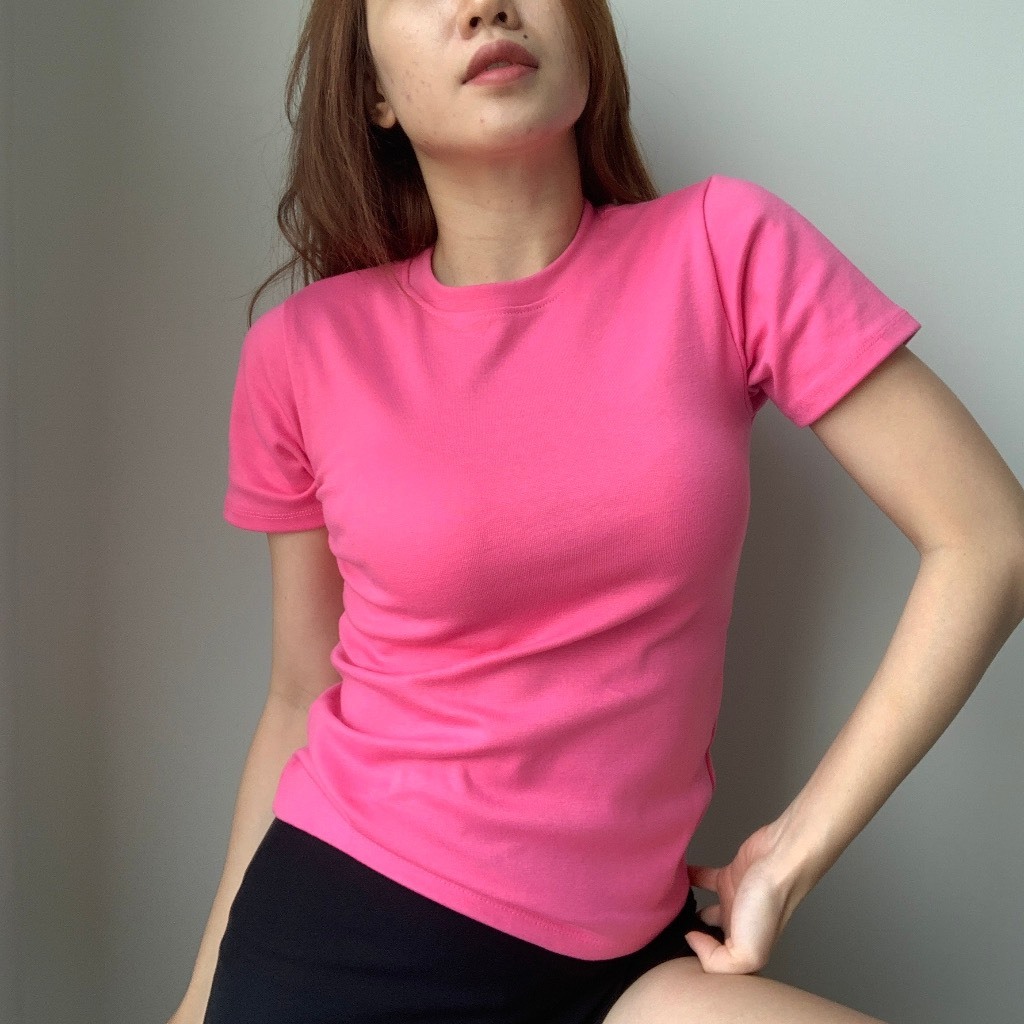 Áo thun trơn body cổ tròn, Áo thun nữ tay ngắn baby tee
