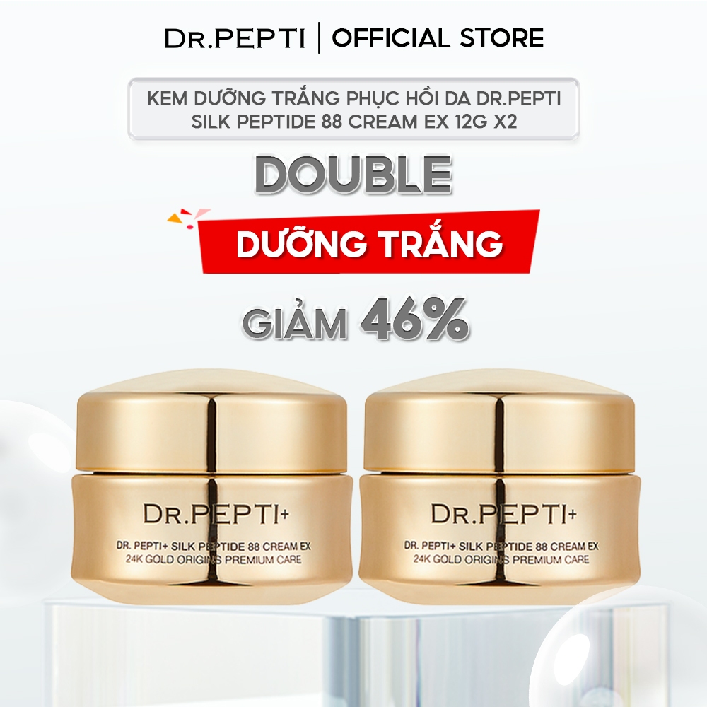 2 Kem Dưỡng Trắng Phục Hồi Da Dr.pepti Silk Peptide 88 Cream Ex 12g x2