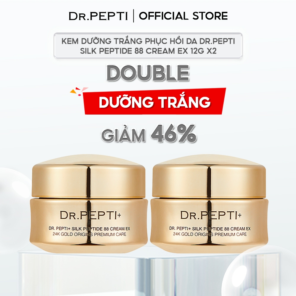 [Combo] 2 Kem Dưỡng Trắng Phục Hồi Da Dr.pepti Silk Peptide 88 Cream Ex 12g x2