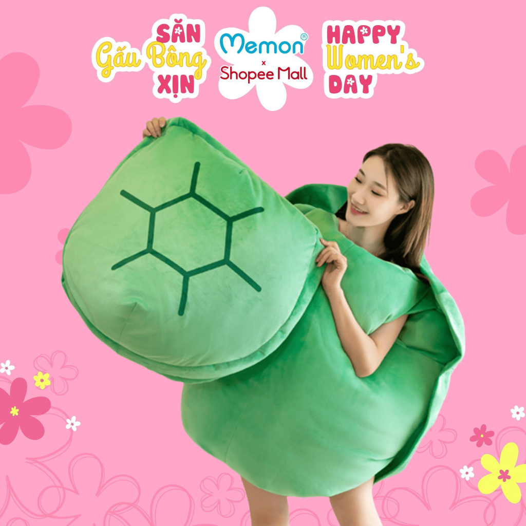Gối Bông Mai Rùa Cỡ Lớn Nhồi Gòn Cao Cấp Memon
