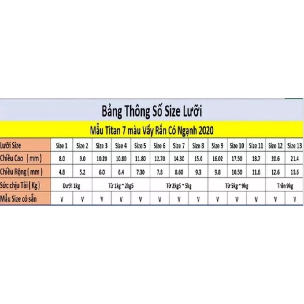 Lưỡi Hook Vẩy Rồng titan bẩy màu