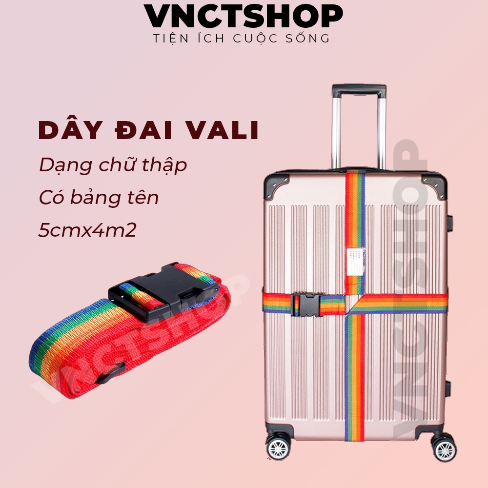 Dây đai vali chữ thập vnctshop, dây ràng buộc khóa hành lý đi du lịch