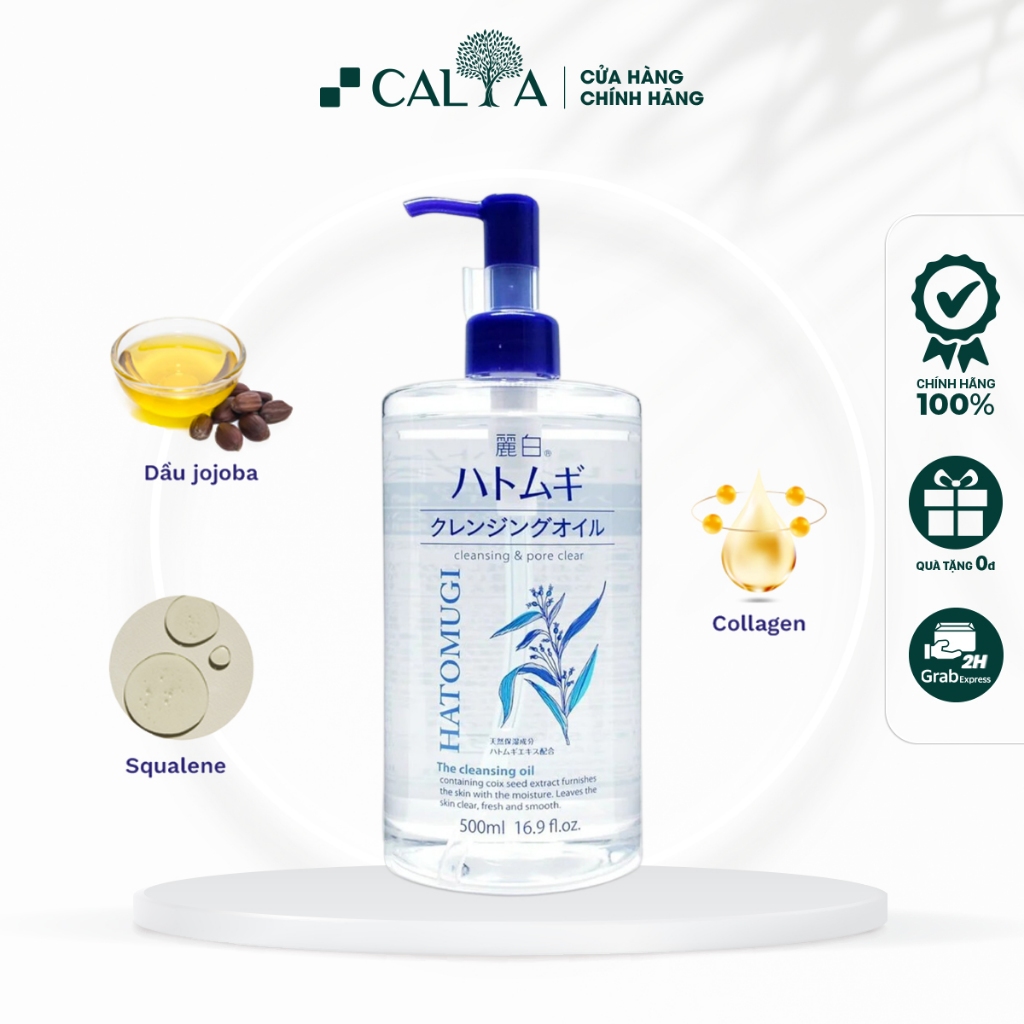 Dầu Tẩy Trang Hatomugi Làm Sạch Sâu, Dưỡng Ẩm, Sáng Da - Reihaku Hatomugi Cleansing Oil 500ml