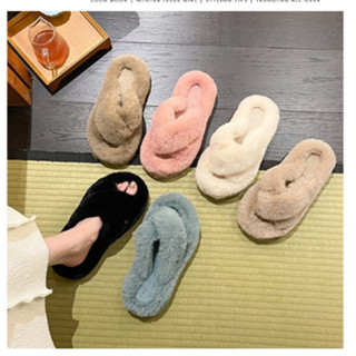 Dép lông nữ quai chéo đế 2cm lông mềm loại tốt đệp mẫu mới 2025