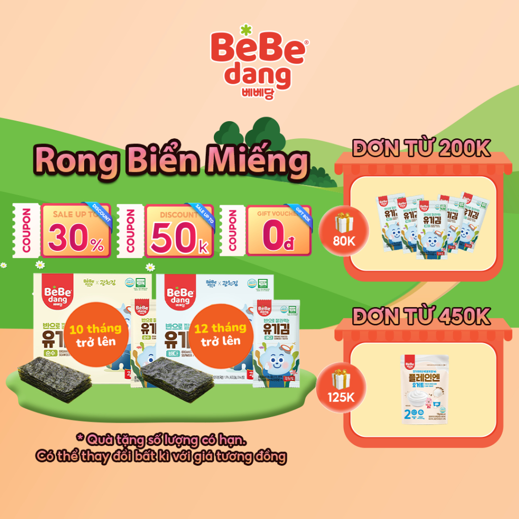 Rong biển ăn liền cho bé ăn dặm BeBedang giúp trẻ hấp thu dinh dưỡng tốt