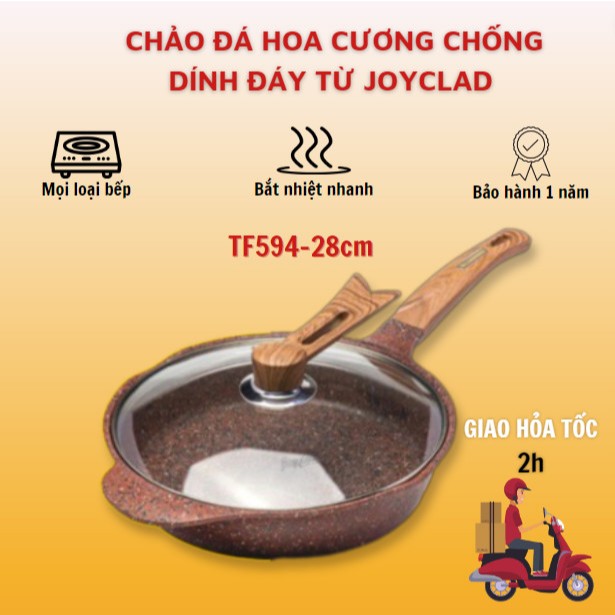 Chảo đá hoa cương JOYCLAD siêu chống dính , 3 Lớp cực dày dặn, Có nắp đậy, Tiện lợi, Phù hợp với mọi gia đình