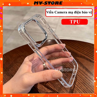 Ốp lưng điện thoại mềm dẻo nút viền camera mạ điện trong suốt cho 15 14 13 11 Pro MAX 14 Plus 12 Pro MVSTORE