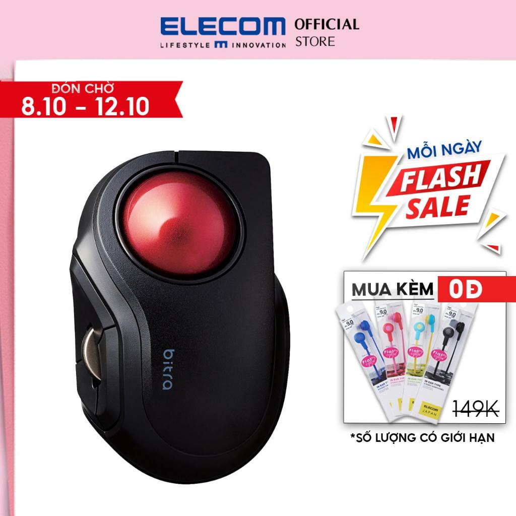 Chuột bi bluetooth không dây Elecom M-MT2BRSBK - trackball 5 nút, silent giảm ồn, 750/1500 DPI chính hãng bảo hành