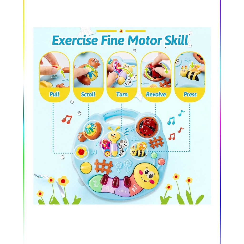 Bàn Nhạc Đa Năng NUBIE Cho Bé Tập Đứng, Có Phát Nhạc, Đàn, Ghép Hình Size 27,5*26,5*17cm