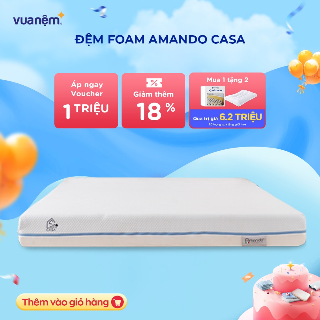 Nệm Cool Gel Memory Foam Amando Casa 120x200x20cm