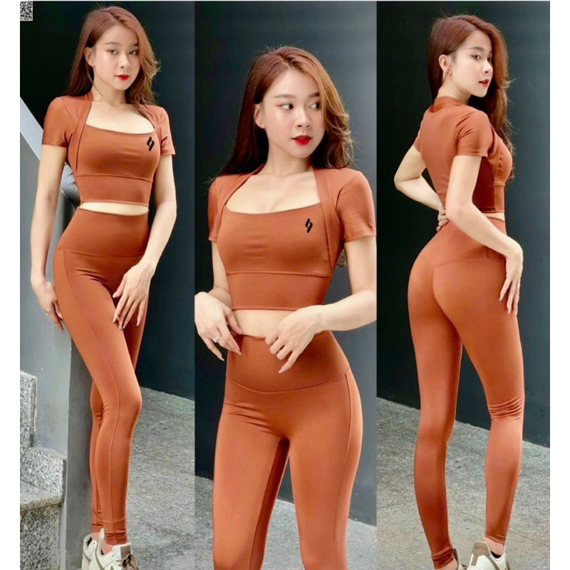 Bộ đồ dài tập gym yoga aerobic kèm sẵn mút