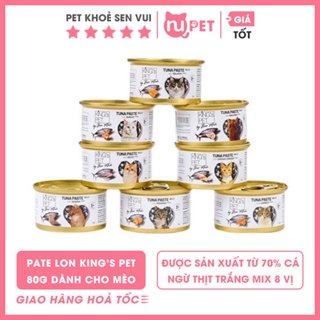  Pate cho mèo King Pet cá ngừ Jelly topping lon 80gram 