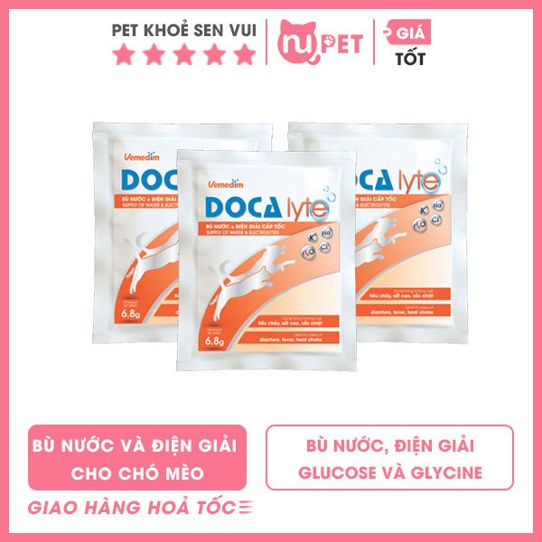 Bù nước và điện giải cấp tốc cho chó mèo Doca lyte