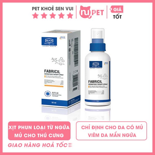Xịt nấm ngứa cho chó mèo Fabricil hộp 50ml