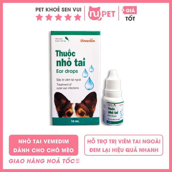 Dung dịch nhỏ tai Vemedim cho chó mèo