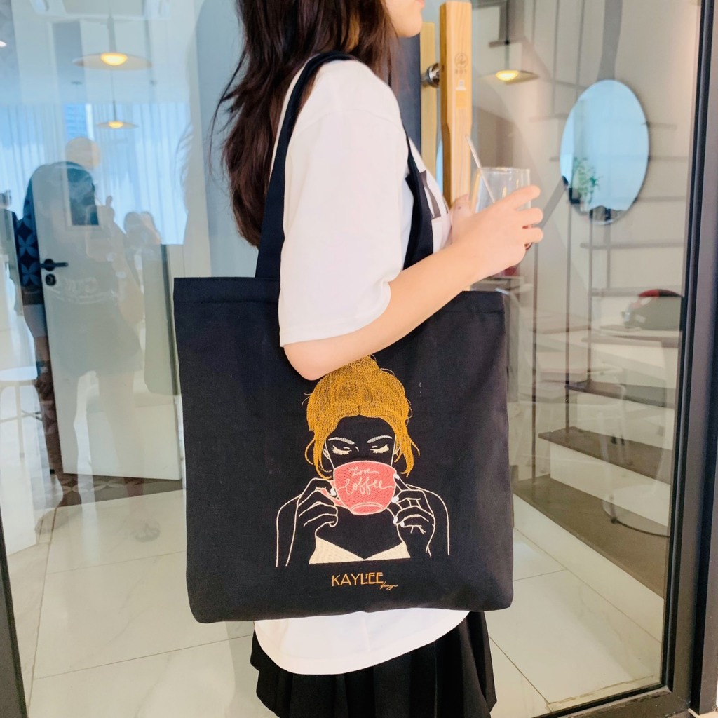 Túi tote thêu nghệ thuật theo yêu cầu vải canvas không bong tróc phai màu thời trang KAYLEE KT39x37x6cm TT14