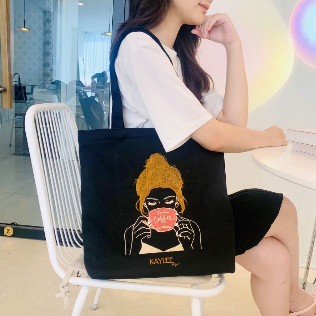 Túi tote thêu nghệ thuật theo yêu cầu vải canvas không bong tróc phai màu thời trang KAYLEE KT39x37x6cm TT14