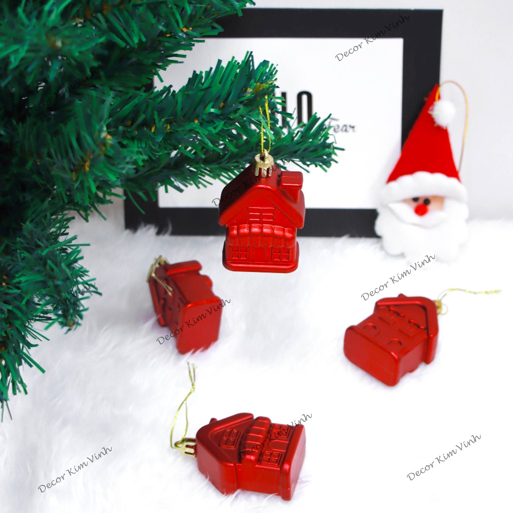 Set 4 Ngôi Nhà Treo Cây Thông Noel Phụ Kiện Trang Trí Giáng Sinh  E35