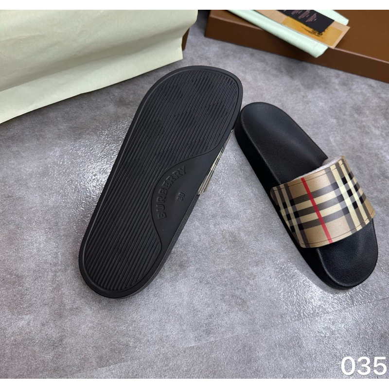 Dép da nam cao cấp - dép lê quai ngang bbr có hộp.