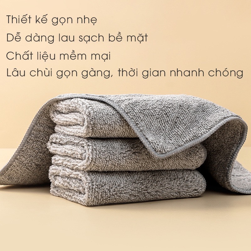 Khăn Lau Tay Lau Bếp 2 Mặt 2 Chất Liệu Màu Ghi Sạch Sẽ Tiện Dụng