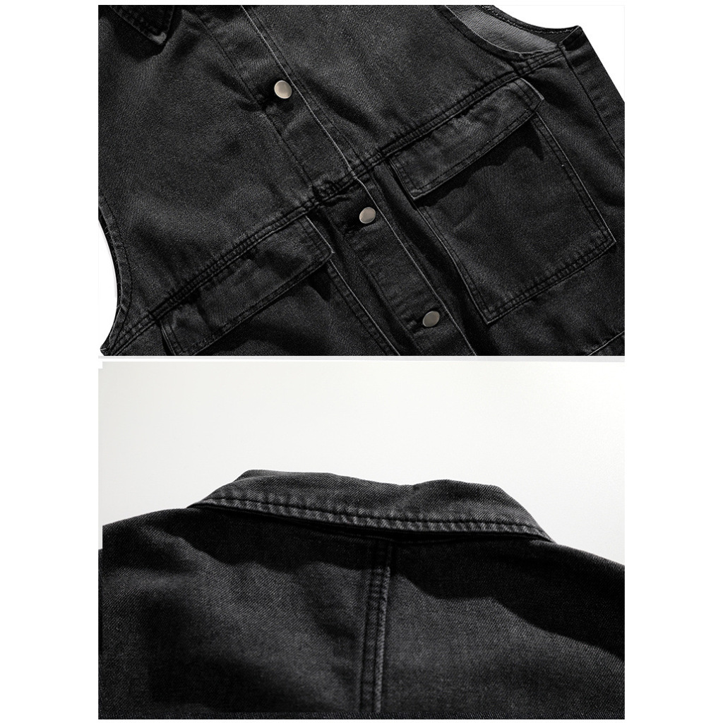 Áo khoác gile bò  2 túi dành cho nam màu đen xám và xanh nhạt