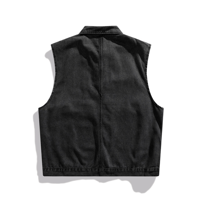 Áo khoác gile bò  2 túi dành cho nam màu đen xám và xanh nhạt