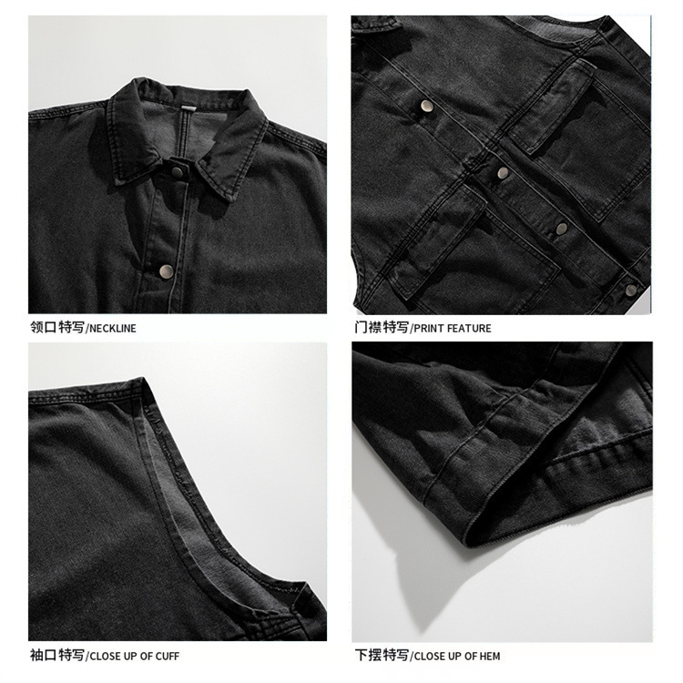 Áo khoác gile bò  2 túi dành cho nam màu đen xám và xanh nhạt