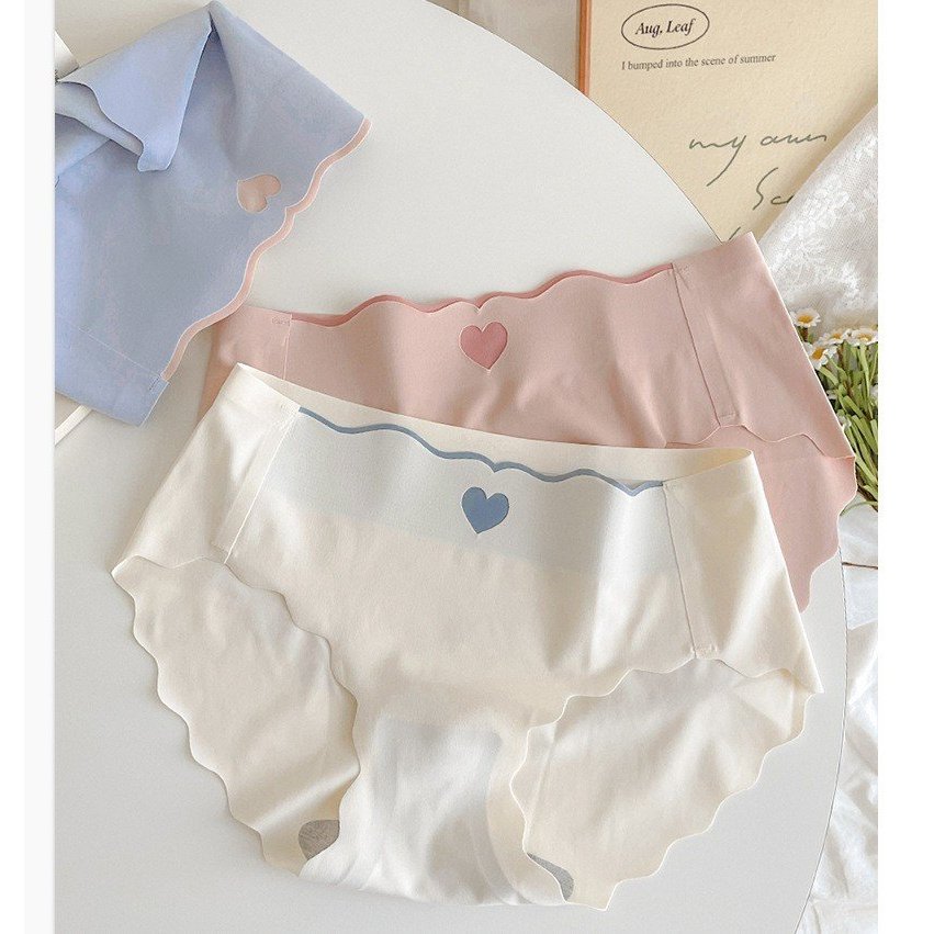 Quần lót nữ đúc su thiết kế hình tim chất thun lạnh viền sóng không đường may gợi cảm Rose 8335