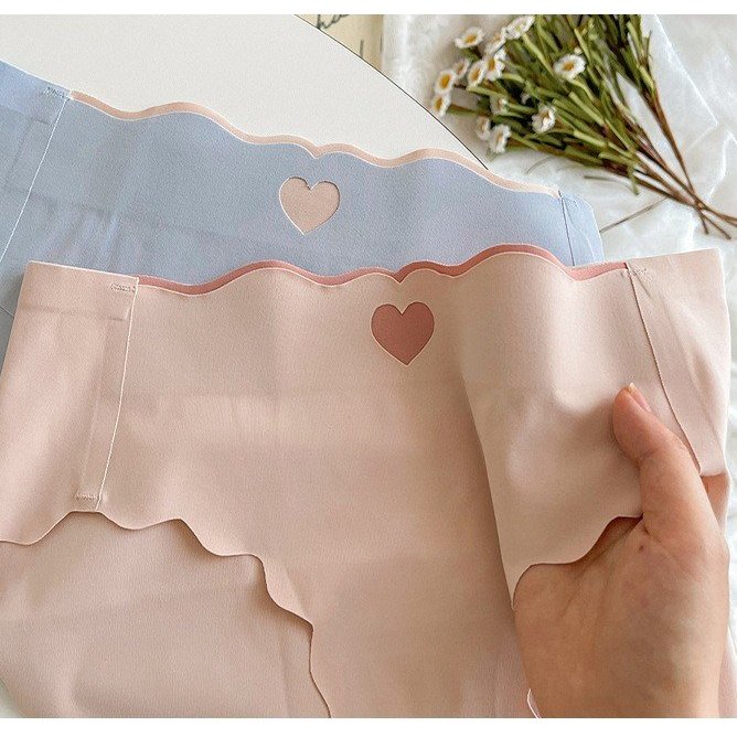 Quần lót nữ đúc su thiết kế hình tim chất thun lạnh viền sóng không đường may gợi cảm Rose 8335