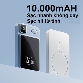 Sạc dự phòng 10.000mAh, sạc nhanh hít từ tính không dây, sạc nhanh cắm dây cho mọi điện thoại cao cấp