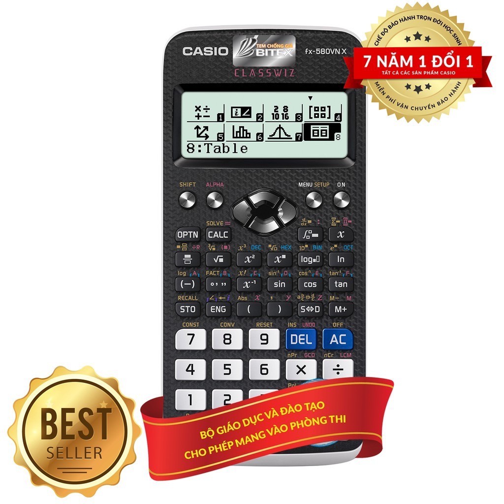 Máy Tính Casio FX-580VN X Dành Cho Học Sinh Cấp 2 Cấp 3 .Màn hình LCD Độ Phân Giải Cao