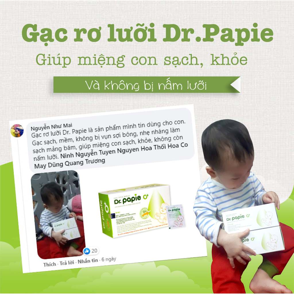 Gạc Rơ Lưỡi Dr.Papie Tiêu Chuẩn 5SAO, Làm Sạch Răng, Lưỡi, Nướu và Khoang Miệng Cho Bé - 30Gói/Hộp IQ Kao