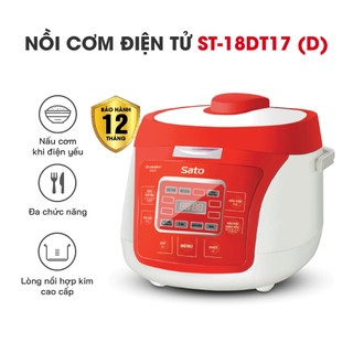Nồi cơm điện tử sato 18dt017 /18dt017 1.8l nấu đa năng cho món ngon hấp dẫn