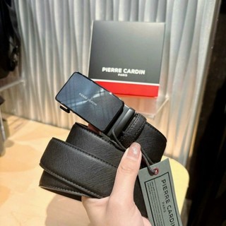 Thắt lưng dây nịt da nam Pierre Cardin Malaysia mặt kéo trượt đẩy Slide buckle black belt