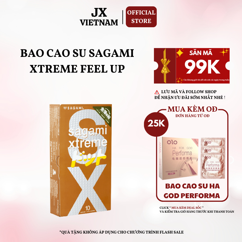 Bao Cao Su Sagami Xtreme Feel Up,(10 bao), Nhật Bản, Siêu mỏng_Có gai_Co giãn linh hoạt,Dùng cực thích