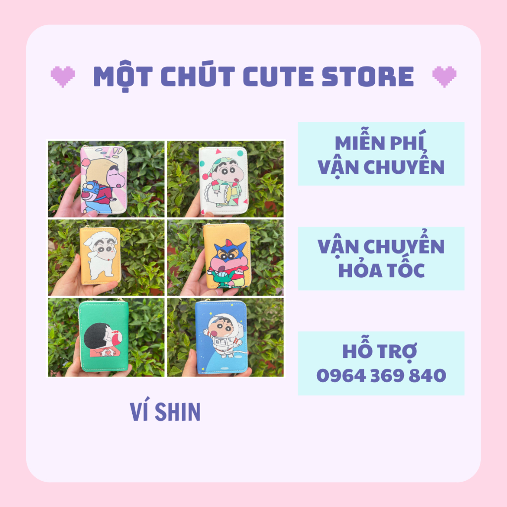 Ví Shin nữ, ví cầm tay, ví kéo khóa nhiều ngăn đựng thẻ, ví nữ siêu sang _ Một chút cute store