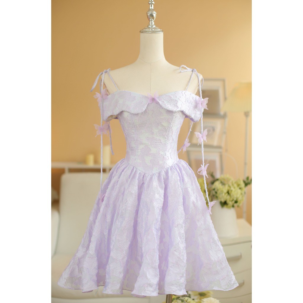 SÒ VINTAGE - BUTTERFLY BABE Đầm trễ vai đính bướm