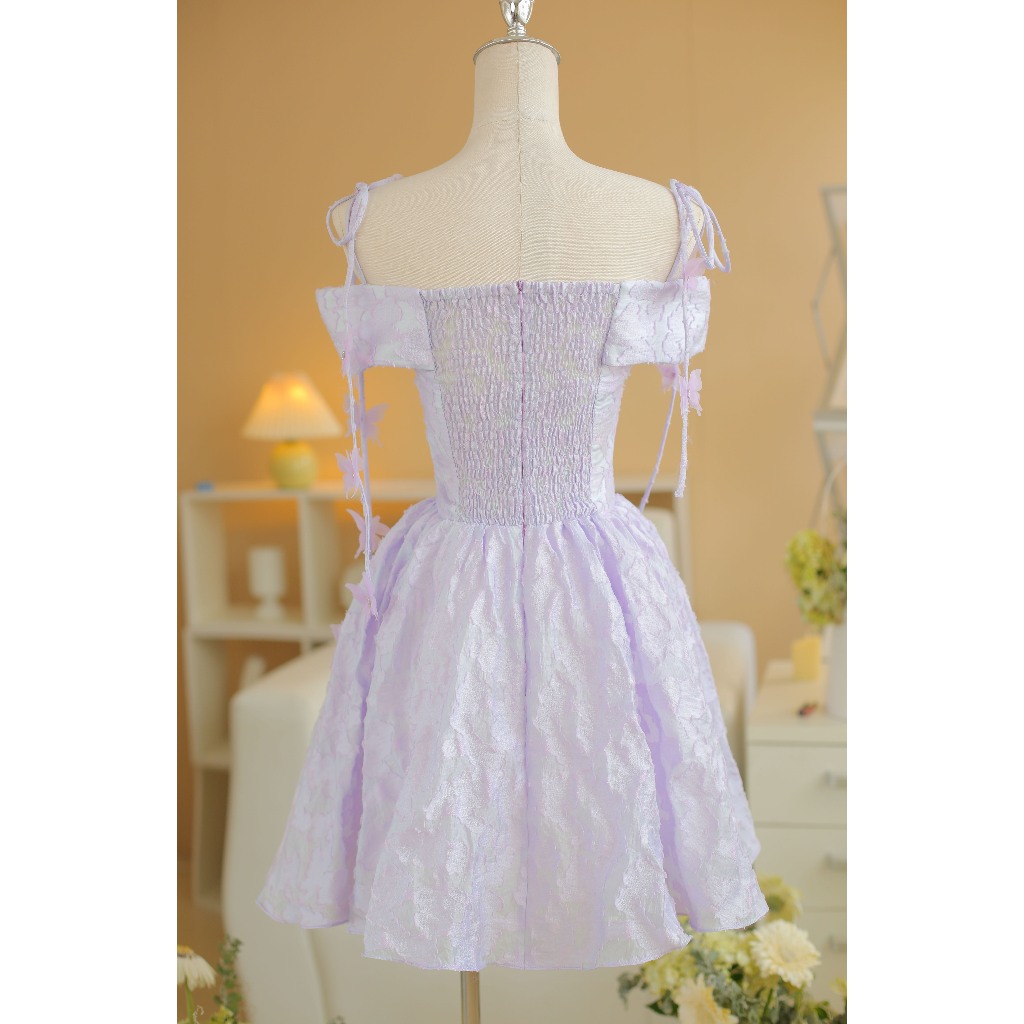 SÒ VINTAGE - BUTTERFLY BABE Đầm trễ vai đính bướm