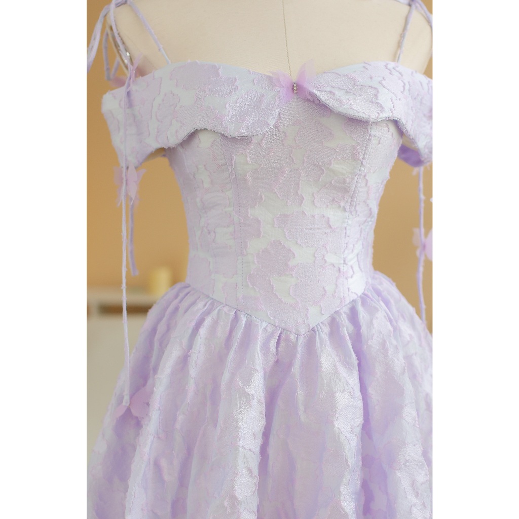 SÒ VINTAGE - BUTTERFLY BABE Đầm trễ vai đính bướm