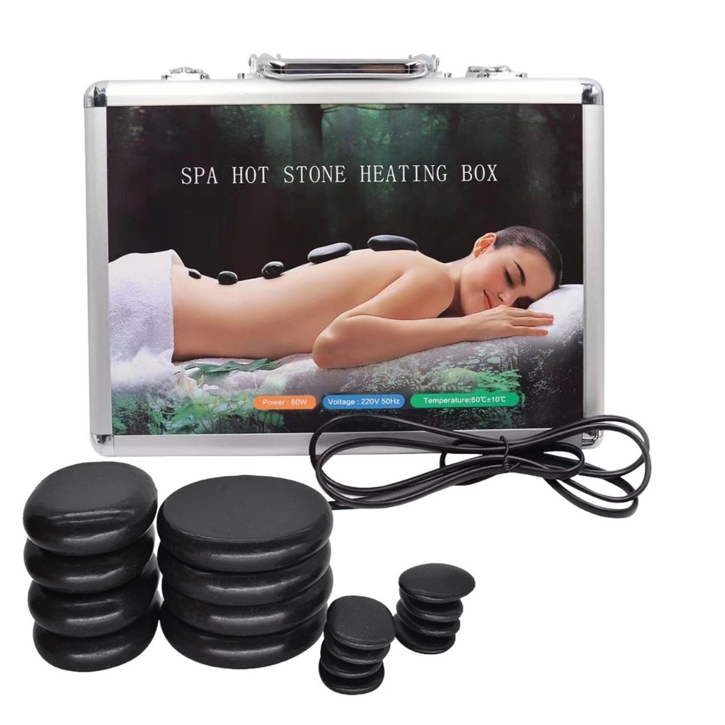 Đá Nóng Massage Cho Spa Hộp 16 Viên KÈM Nồi Hấp Đá Điện - Massage Body