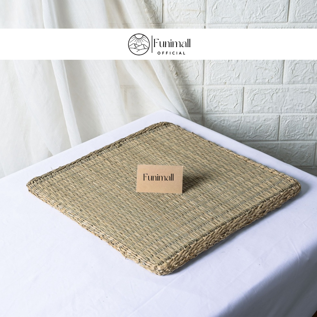 Đệm ngồi bệt vuông/tròn cói tự nhiên, sợi mây điều hoà Không mút