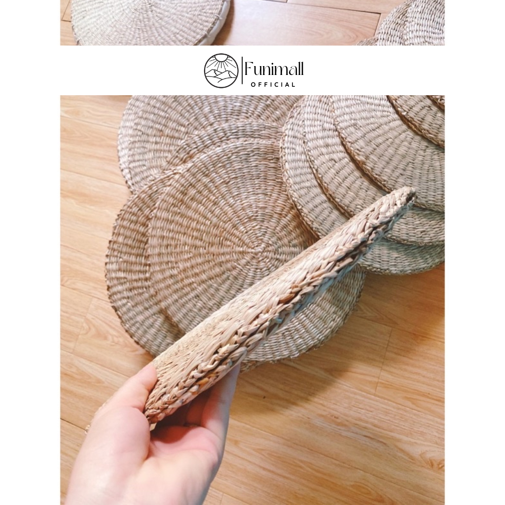Đệm ngồi bệt vuông/tròn cói tự nhiên, sợi mây điều hoà Không mút