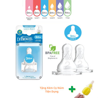 Núm Ti Dr Brown Cổ Hẹp Tách Set 1/2 Cho Các Mom ( TẶNG KÈM CỌ NÚM TIỆN DỤNG )