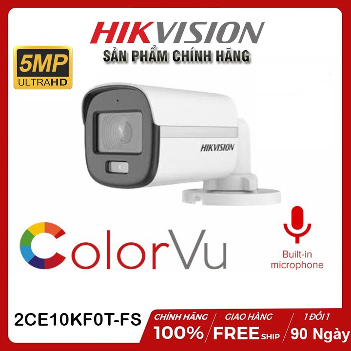 Camera giám sát Hikvision  HDTVI Full Màu ban đêm 5MP [3K] Siêu nét - Tích Hợp Micro Thu âm thanh - Bảo hành hãng 24Th