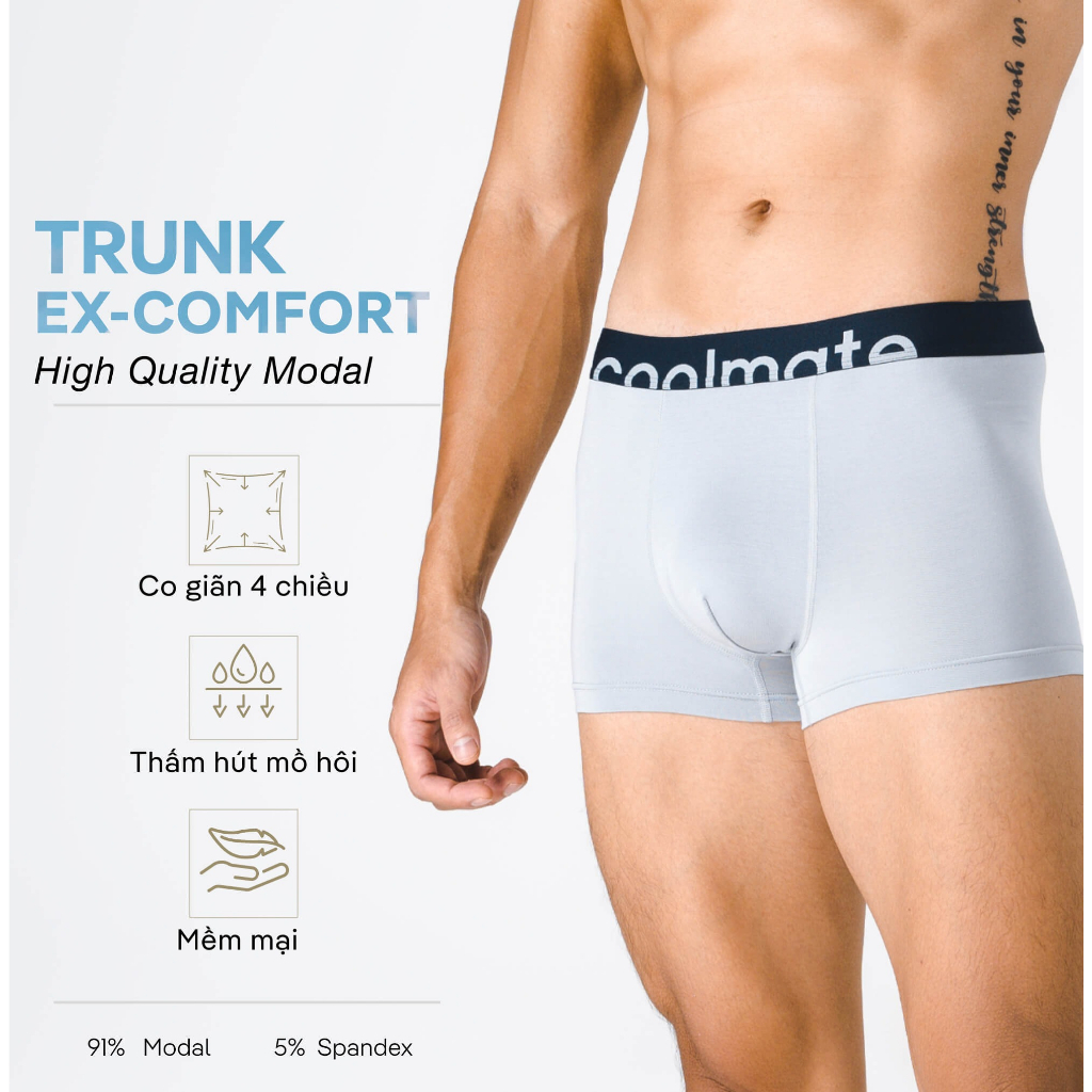 Quần lót Trunk Ex-Comfort High Quality Modal - Thương hiệu Coolmate